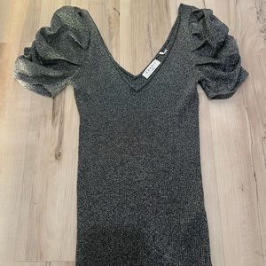 COPY - Sandro women top short puffy sleeve silver